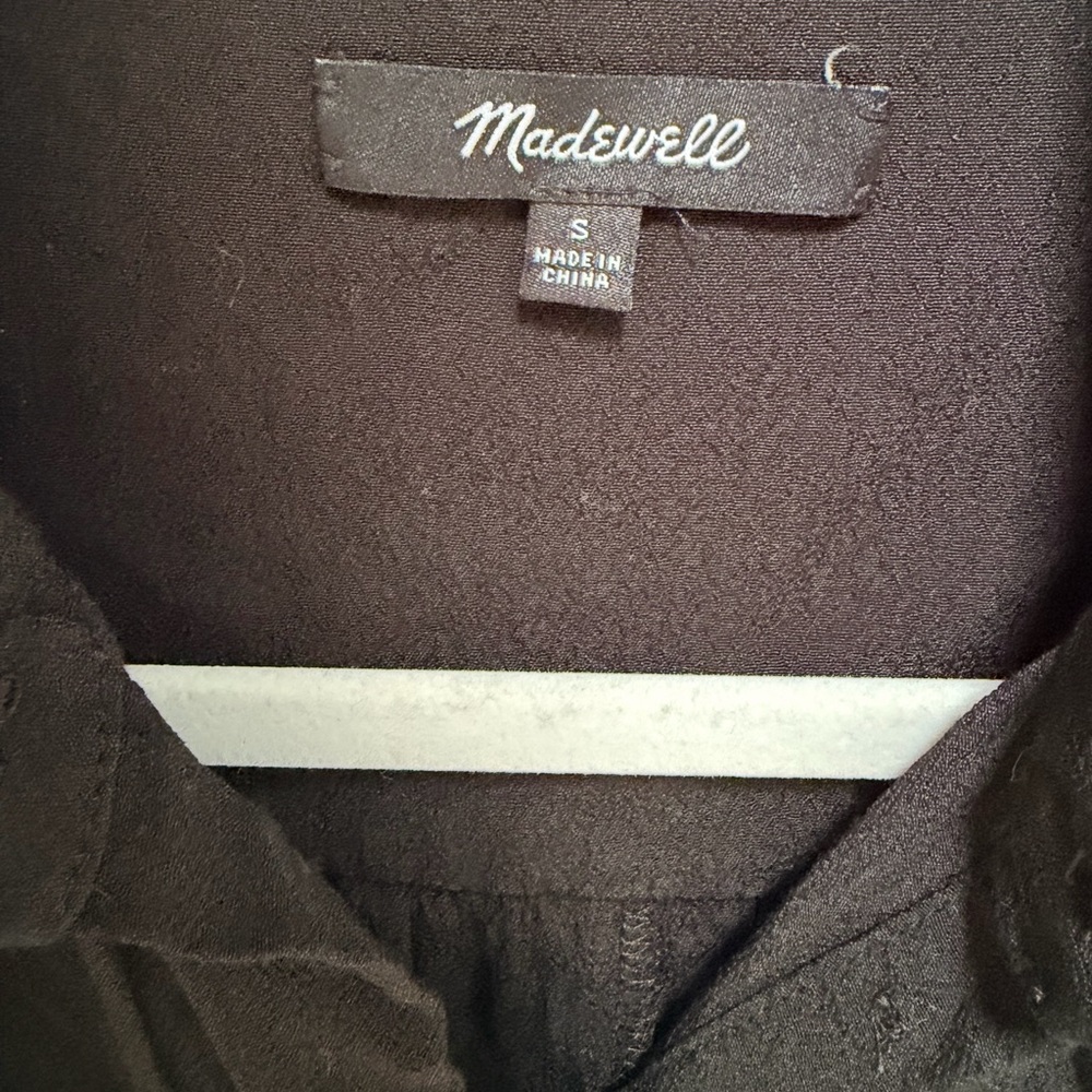 Madewell Black V-Neck Button Blouse